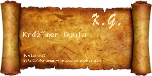 Krámer Gyula névjegykártya